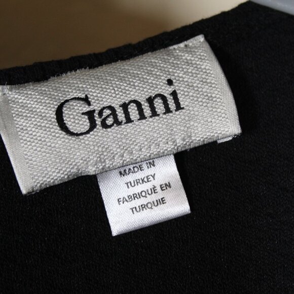 Ganni Mini Bodycon Dress Size Medium Black Cocktail Designer Clubwear Sleeveless - Picture 6 of 7